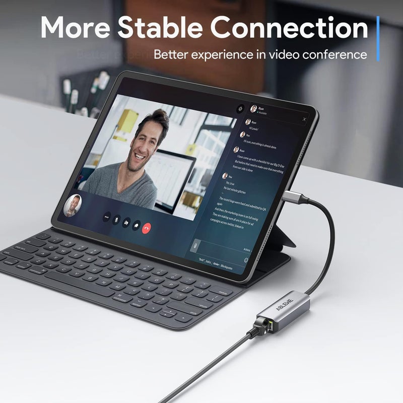 ABLEWE USB C to Ethernet Adapter, Type-C to RJ45 Gigabit Ethernet Adapter, Thunderbolt 3/4 to RJ45 LAN Network Adapter Compatible for MacBook Pro/Air, iPhone 15/16/17 Pro/Max,iMac, iPad Pro, Dell XPS - Image 5