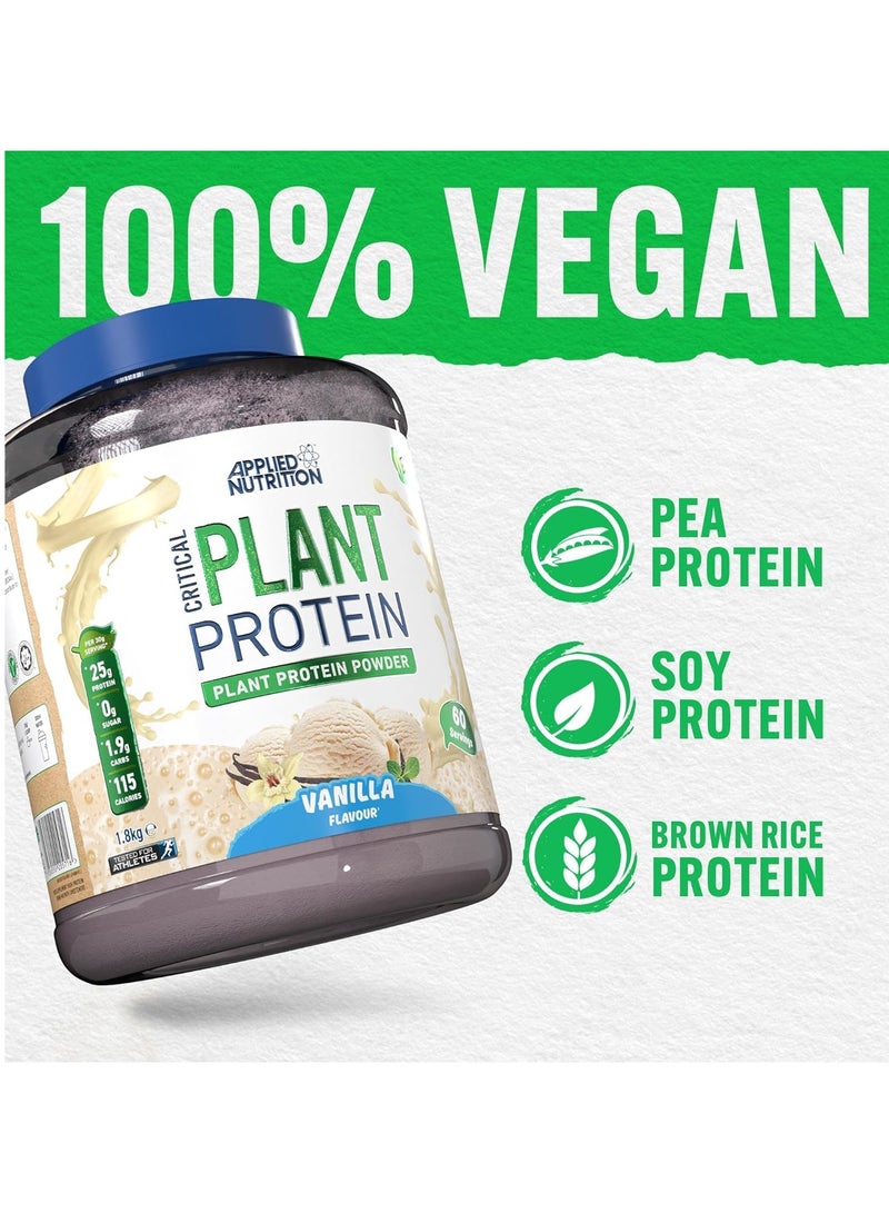 Applied Nutrition Critical Plant Protein Powder Vegan Protein - Vanilla - (1.8Kg) - Image 3
