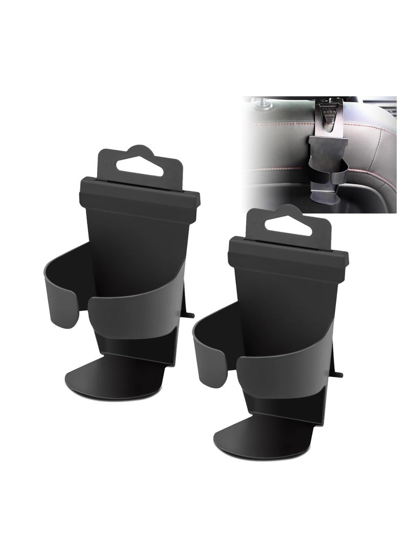 KASTWAVE 2 PCS Car Cup Holder for 0.4In Hook, 5.5In x 3.0In x 3.0In Multifunctional Plastic Vehicle Seat Back Drink Bottle Holder, Universal Hanging Waterproof Auto Headrest Cup Organizer (Black) - Image 1