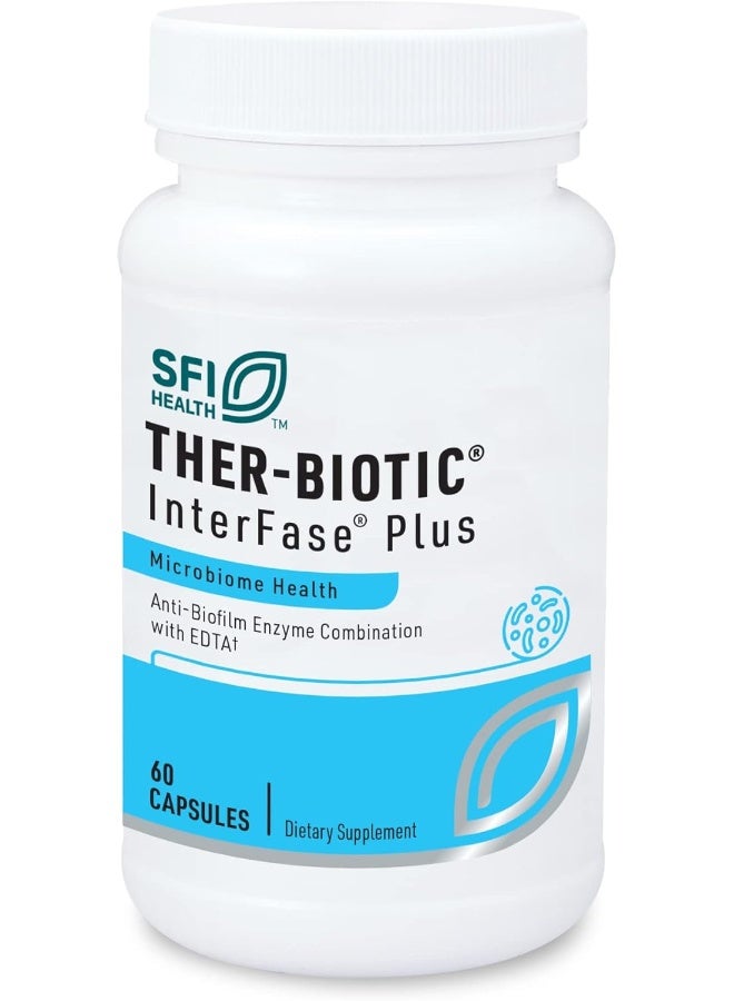 Klaire Labs Interfase Plus 'Antibiofilm' Enzyme Blend + Edta Gastrointestinal System, Gut Flora, Biofilm & Detox Support (60 Capsules) - Image 1