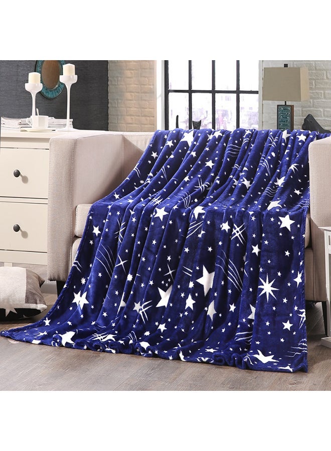 NIBEMINENT Soft Star Printed Bed Blanket cotton Blue 1.5meter - Image 2