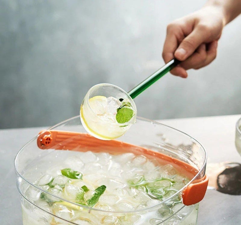 Generic Glass Ladle with Long Colourful Handle, Multi-Purpose Measuring, Stirring, and Serving Spoon, .db - Image 1