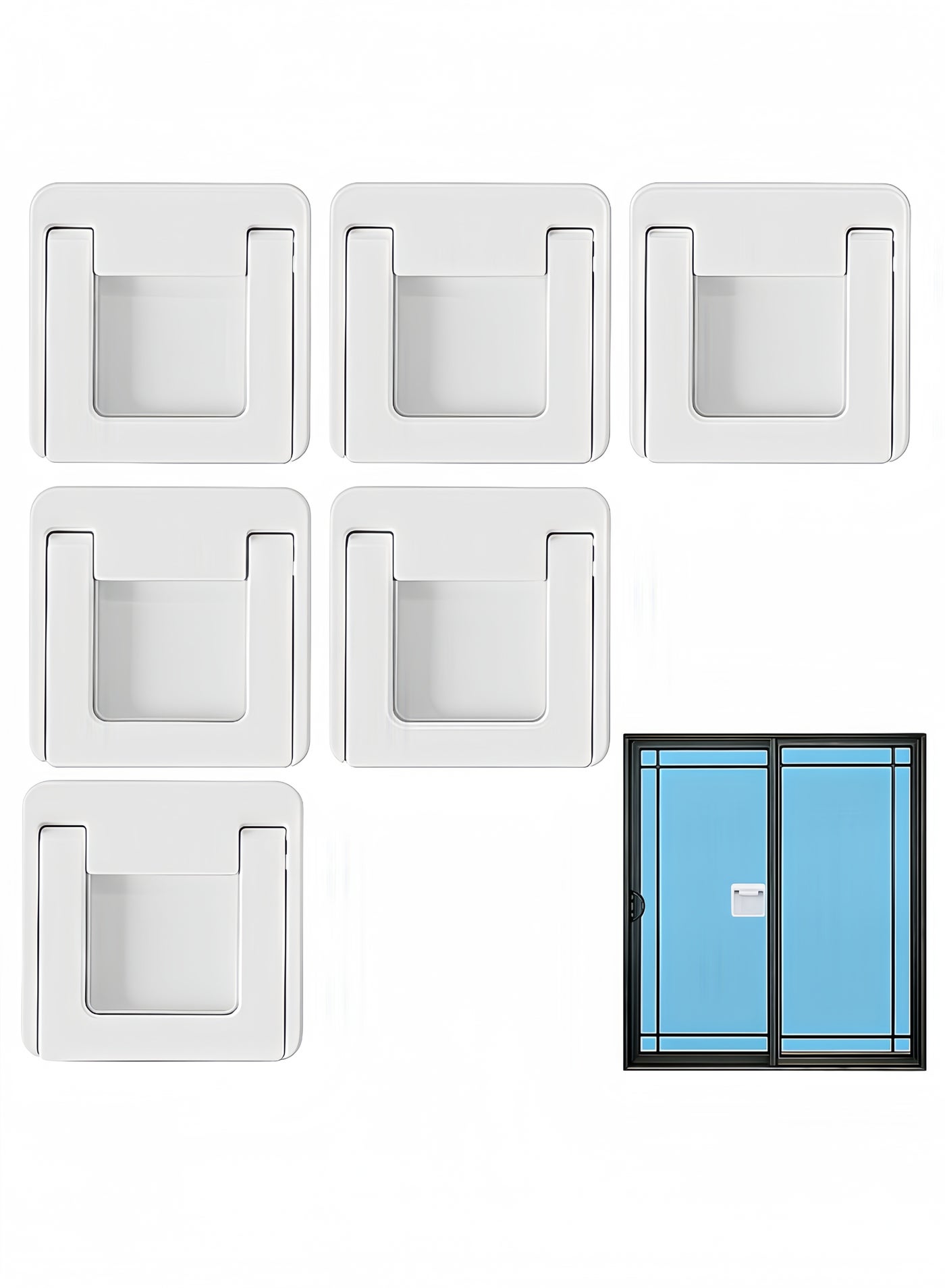 6PCS Adjustable Sliding Door Locks, Child Safety Locks for Glass Doors, Foldable and Non-Punching Sticky Grip Stickers for Windows, Cabinets and Closets