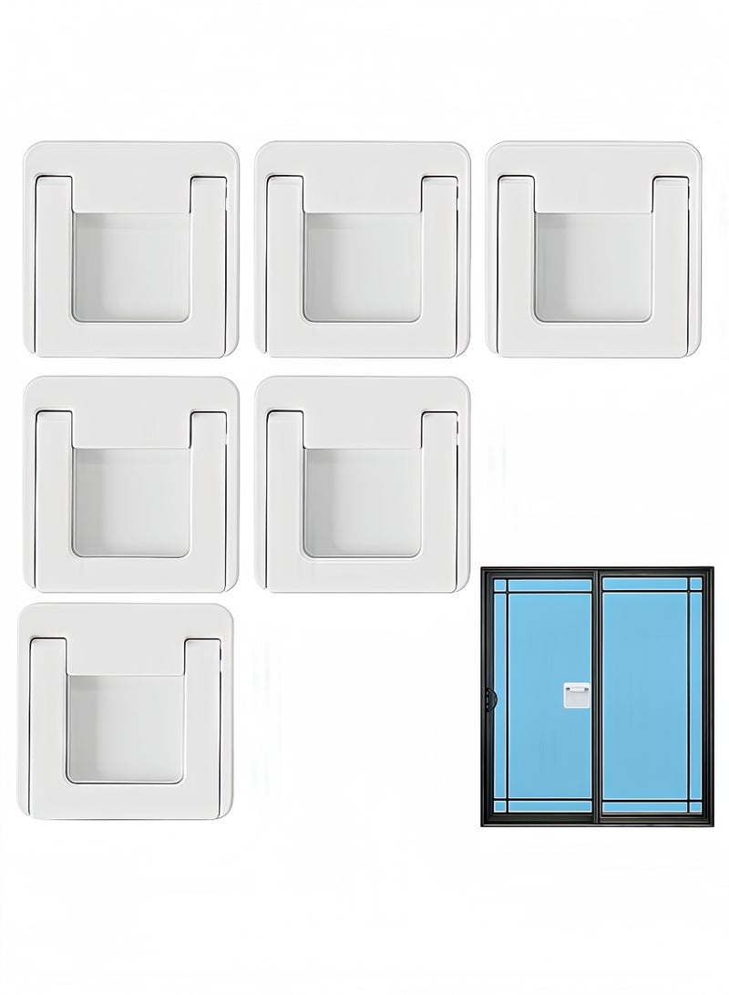تخيل 6 قطع أقفال منزلقة قابلة للتعديل، أقفال أمان للأطفال للأبواب الزجاجية، ملصقات لاصقة قابلة للطي بدون ثقوب للنوافذ والخزائن - Image 1