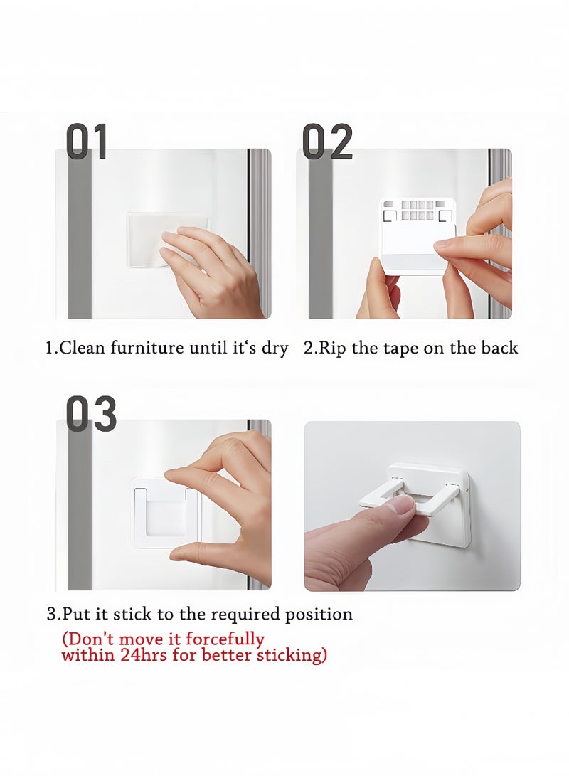 تخيل 6 قطع أقفال منزلقة قابلة للتعديل، أقفال أمان للأطفال للأبواب الزجاجية، ملصقات لاصقة قابلة للطي بدون ثقوب للنوافذ والخزائن - Image 4