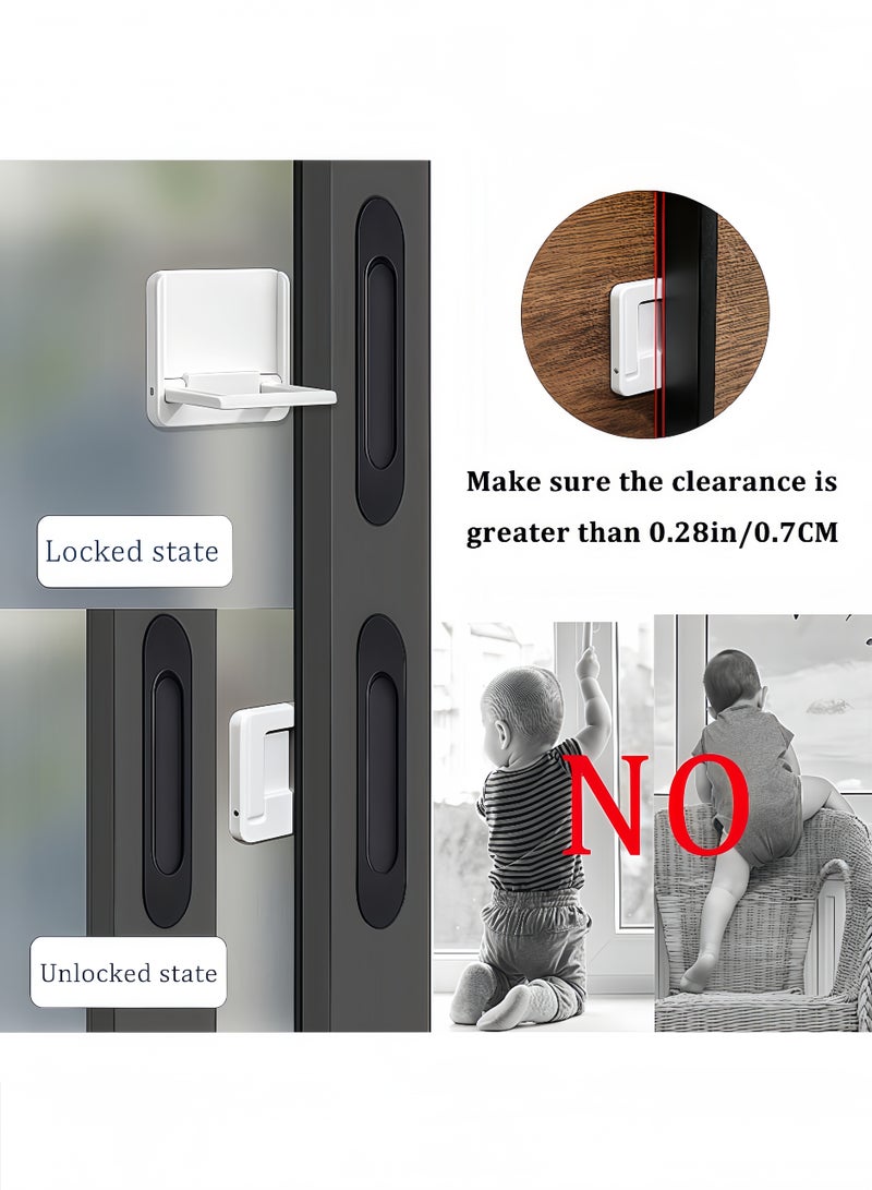 تخيل 6 قطع أقفال منزلقة قابلة للتعديل، أقفال أمان للأطفال للأبواب الزجاجية، ملصقات لاصقة قابلة للطي بدون ثقوب للنوافذ والخزائن - Image 5