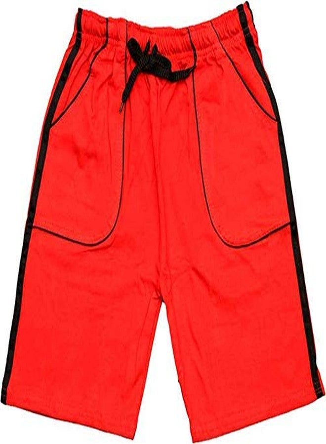 Malvina Baby Boys & Baby Girls Hosiery Soft Cotton Shorts with Pocket Plain Short (Red,1-2years) - Image 1