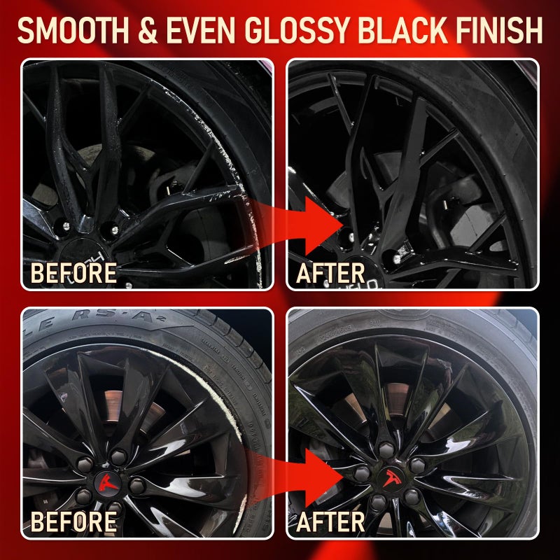 Smaphy Gloss Black Rim Touch Up Paint, Rim Paint for Curb Rash & Scratch, Car Wheel Scratch Repair Kit for Alloy, Enamel, Metal, Universal Black Automotive Touch Up Paint Pen (1 fl oz) - Image 4