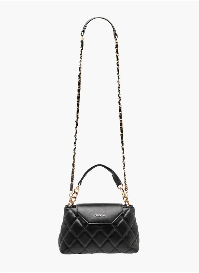 بابريكا Quilted Crossbody Bag with Detachable Chain Strap and Flap Closure