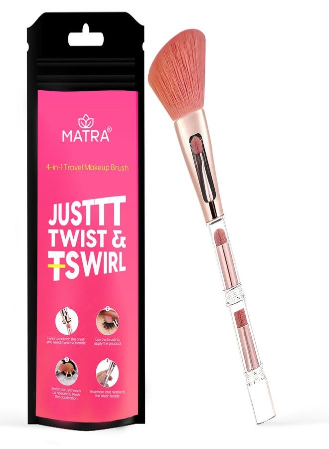 Matra 4 in 1 Travel Makeup Brush - Multifunctional Makeup Applicator Tool with Powder, Concealer, Eyeshadow Blending & Flat Brushes - Portable Mini Brush Set with Soft Synthetic Bristles for Full Face - Image 1