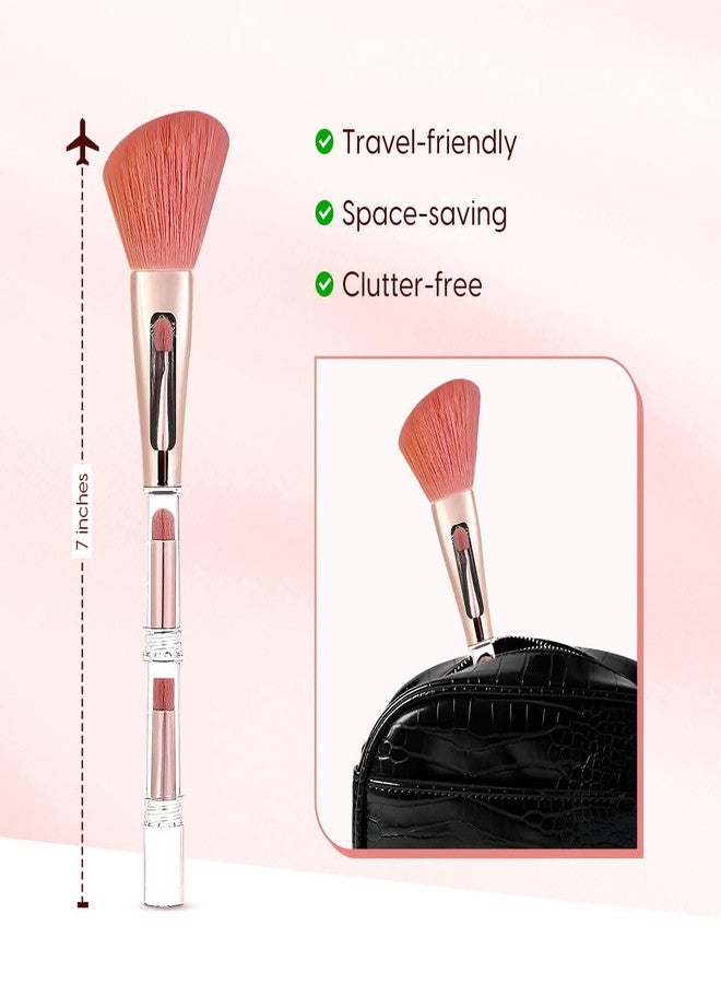 Matra 4 in 1 Travel Makeup Brush - Multifunctional Makeup Applicator Tool with Powder, Concealer, Eyeshadow Blending & Flat Brushes - Portable Mini Brush Set with Soft Synthetic Bristles for Full Face - Image 5