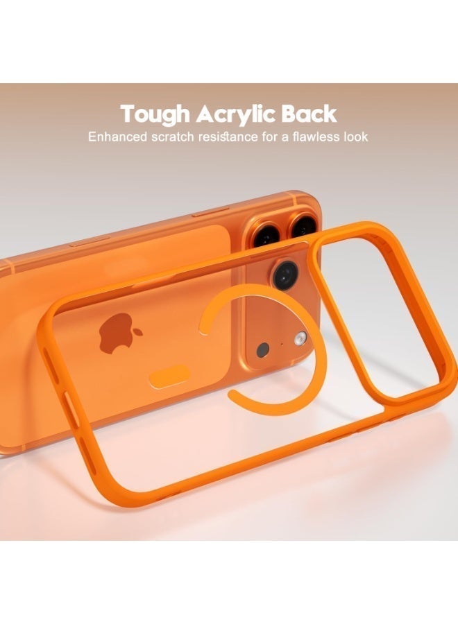 ACLIX Magnetic Case for iPhone 17 Pro Max, [MagSafe Compatible] Crystal Clear Shockproof Soft TPU Protective Cover, Supports Magnetic Car Mount & Wireless Charging - Orange - Image 5