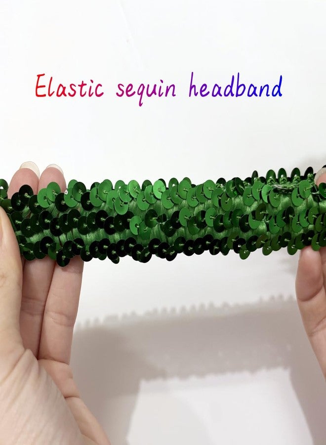 XKTEI 2 Pieces 1920s Flapper Headband,Sequins Feather Headpiece,Mardi Gras Carnival Party Headwear Accessory Women (Green, Free Size) - Image 3