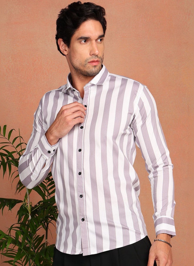BADLAND Men Relaxed Striped Casual Shirt - Image 2