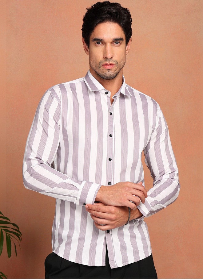 BADLAND Men Relaxed Striped Casual Shirt - Image 1