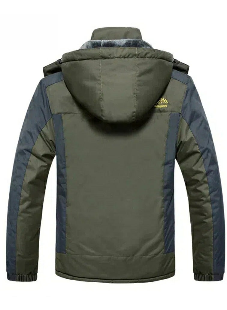 إسكدنيا الرجال سترة سميكة شتاء دافئ للماء انفصال سترة الجيش الأخضر - Image 2