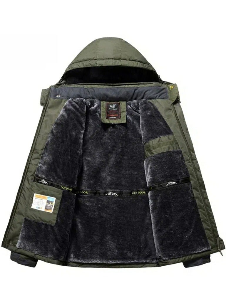 إسكدنيا الرجال سترة سميكة شتاء دافئ للماء انفصال سترة الجيش الأخضر - Image 3
