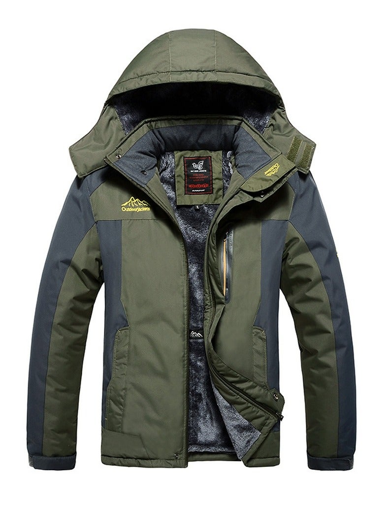 إسكدنيا الرجال سترة سميكة شتاء دافئ للماء انفصال سترة الجيش الأخضر - Image 1