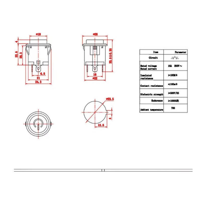CentIoT - Illuminated LED SPST ON/OFF Circular Push Button self-locking Switch - 22MM 3Pin latching (Red) - Image 4