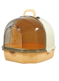 NNC PETS Cat litter box with Portable handle, Transparent cover, Litter scoop, and Sand drop filter, Fully-enclosed cat toilet for indoor cats and kittens, Easy to clean and Assembly 54 cm (Orange)  - Image 1