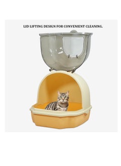 NNC PETS Cat litter box with Portable handle, Transparent cover, Litter scoop, and Sand drop filter, Fully-enclosed cat toilet for indoor cats and kittens, Easy to clean and Assembly 54 cm (Orange)  - Image 4