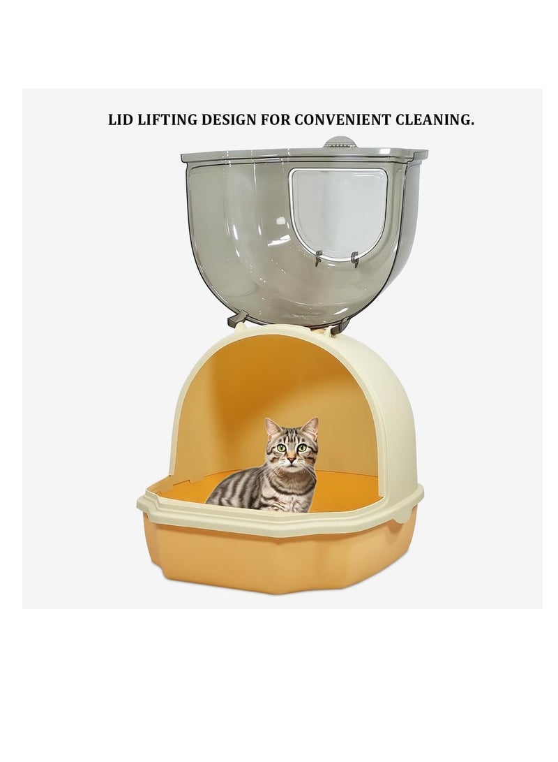 NNC PETS Cat litter box with Portable handle, Transparent cover, Litter scoop, and Sand drop filter, Fully-enclosed cat toilet for indoor cats and kittens, Easy to clean and Assembly 54 cm (Orange) - Image 4