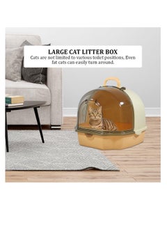NNC PETS Cat litter box with Portable handle, Transparent cover, Litter scoop, and Sand drop filter, Fully-enclosed cat toilet for indoor cats and kittens, Easy to clean and Assembly 54 cm (Orange)  - Image 5