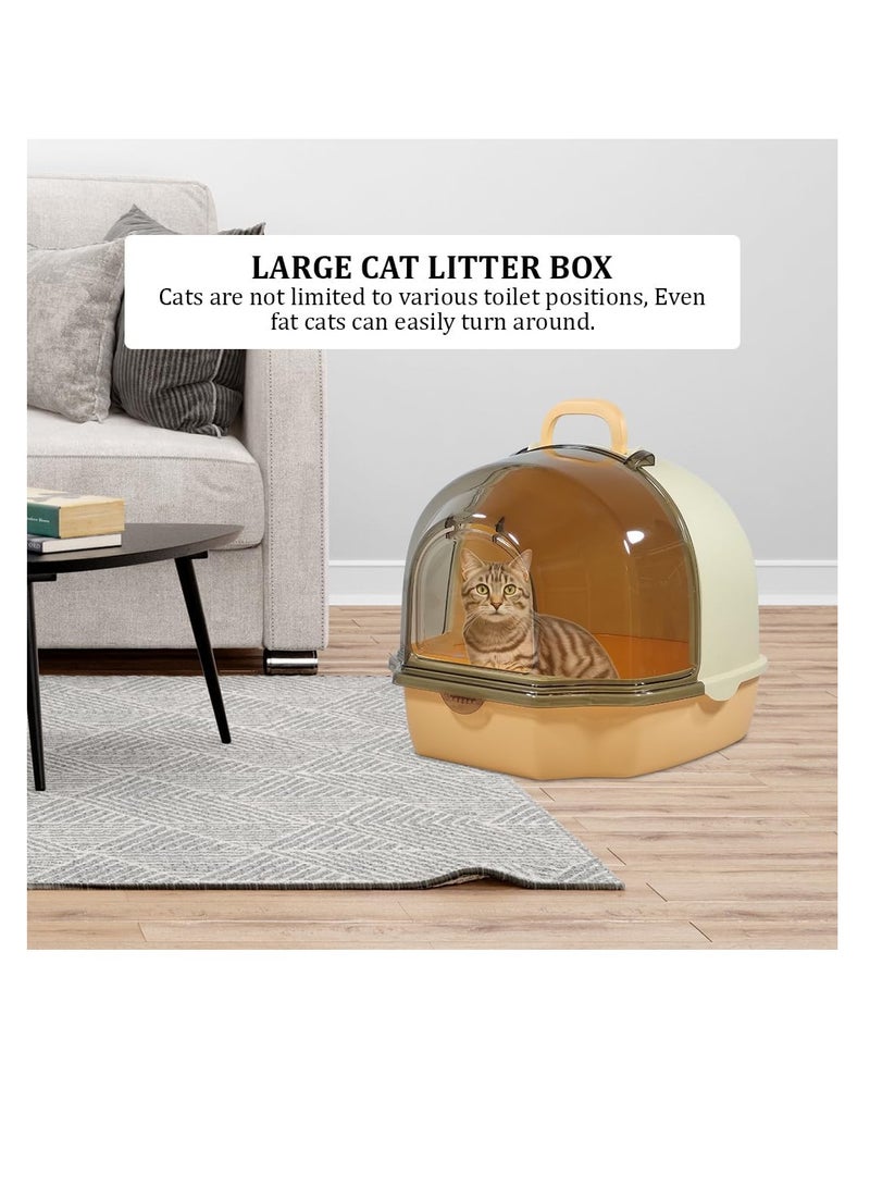 NNC PETS Cat litter box with Portable handle, Transparent cover, Litter scoop, and Sand drop filter, Fully-enclosed cat toilet for indoor cats and kittens, Easy to clean and Assembly 54 cm (Orange) - Image 5