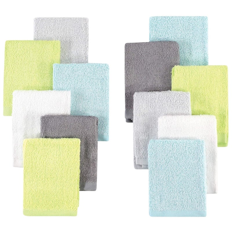 Hudson Baby Unisex Baby Rayon from Bamboo Woven Washcloths 12pk Gray Mint Lime One Size