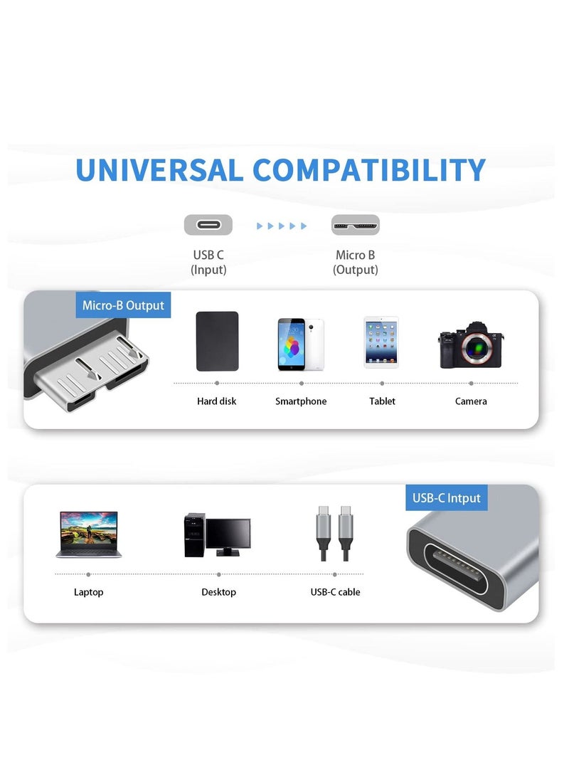 Y&D USB C to Micro B Adapter, Type Cable 2Pack 3.1 Gen2 Adapter for Hard Drive Cable, 3.0 External Portable SSD HDD  - Image 2