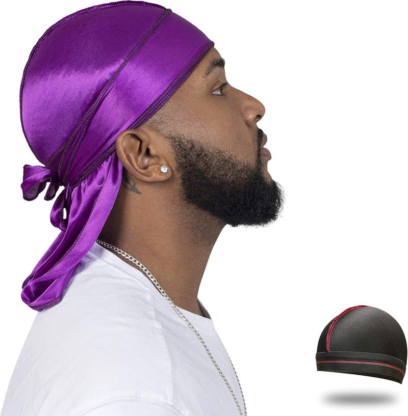 ForceWave Silky Durag for Men Wave Cap Satin Dorag for Men Women 360 Wave - Image 1