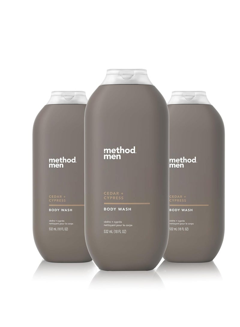 Method Method - Body Wash for men, Cedar + Cypress, Paraben and Phthalate Free, 18 FL Oz (Pack of 3) - Image 1