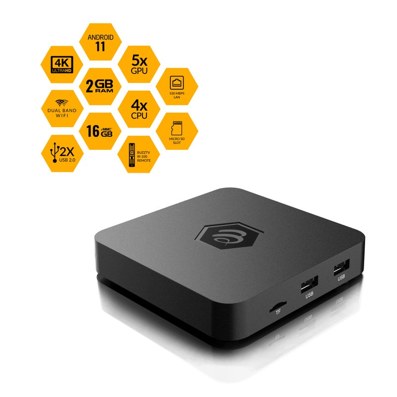 BuzzTV B5 Series Android 11 TV Box, Amlogic S905W2 Quad-Core A-35 Processor, 2GB DDR RAM, 16GB eMMC Storage, 4K UHD Streaming - Image 5