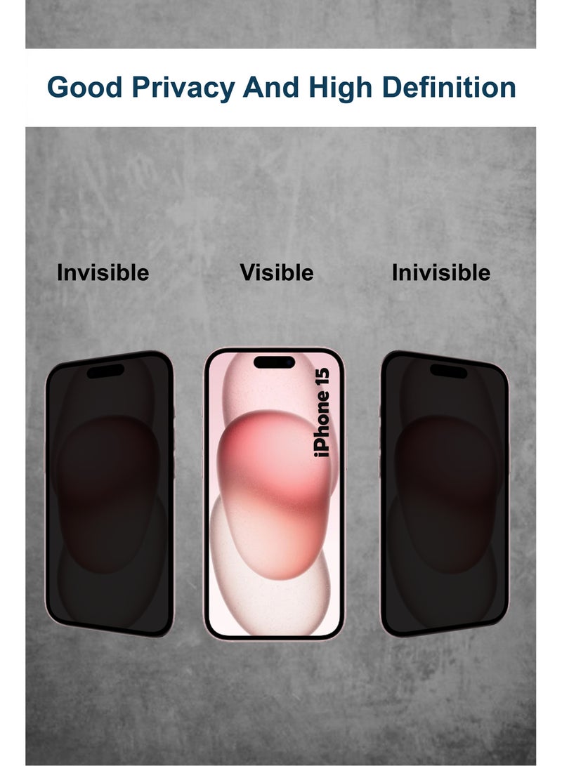 واقي شاشة زجاجي خزفي غير لامع لحماية الخصوصية لأيفون 15 - أسود - Image 2