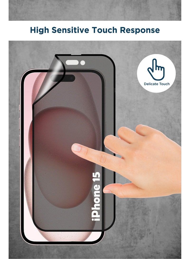 واقي شاشة زجاجي خزفي غير لامع لحماية الخصوصية لأيفون 15 - أسود - Image 3