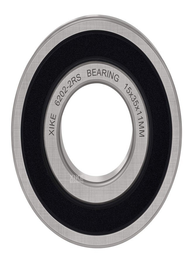 XiKe 2Pcs 6202-2RS Double Rubber Seal Bearings 15 x 35 x 11mm, Pre-Lubricated and Constant Performance and Cost Effect, Deep Groove Ball Bearings. - Image 5