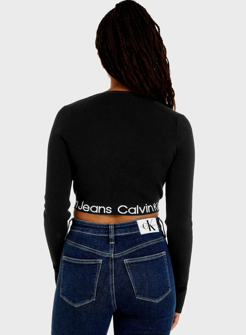 Calvin Klein Jeans Button Detail Logo Cardigan