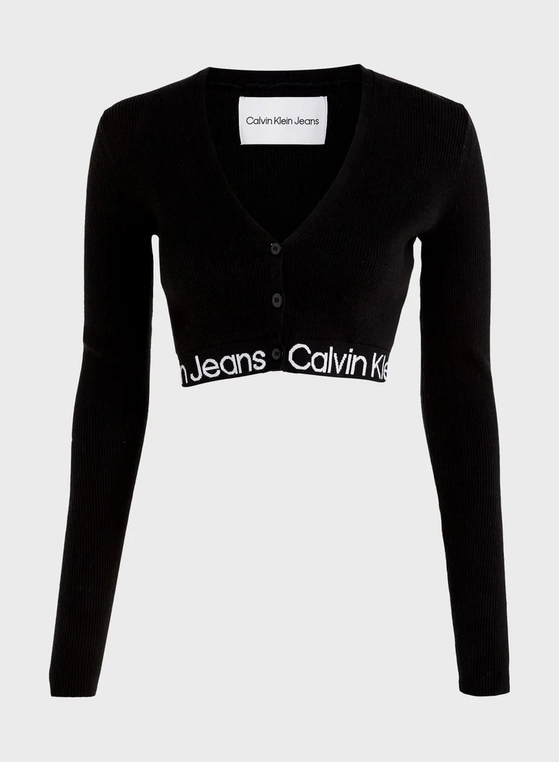 Calvin Klein Jeans Button Detail Logo Cardigan