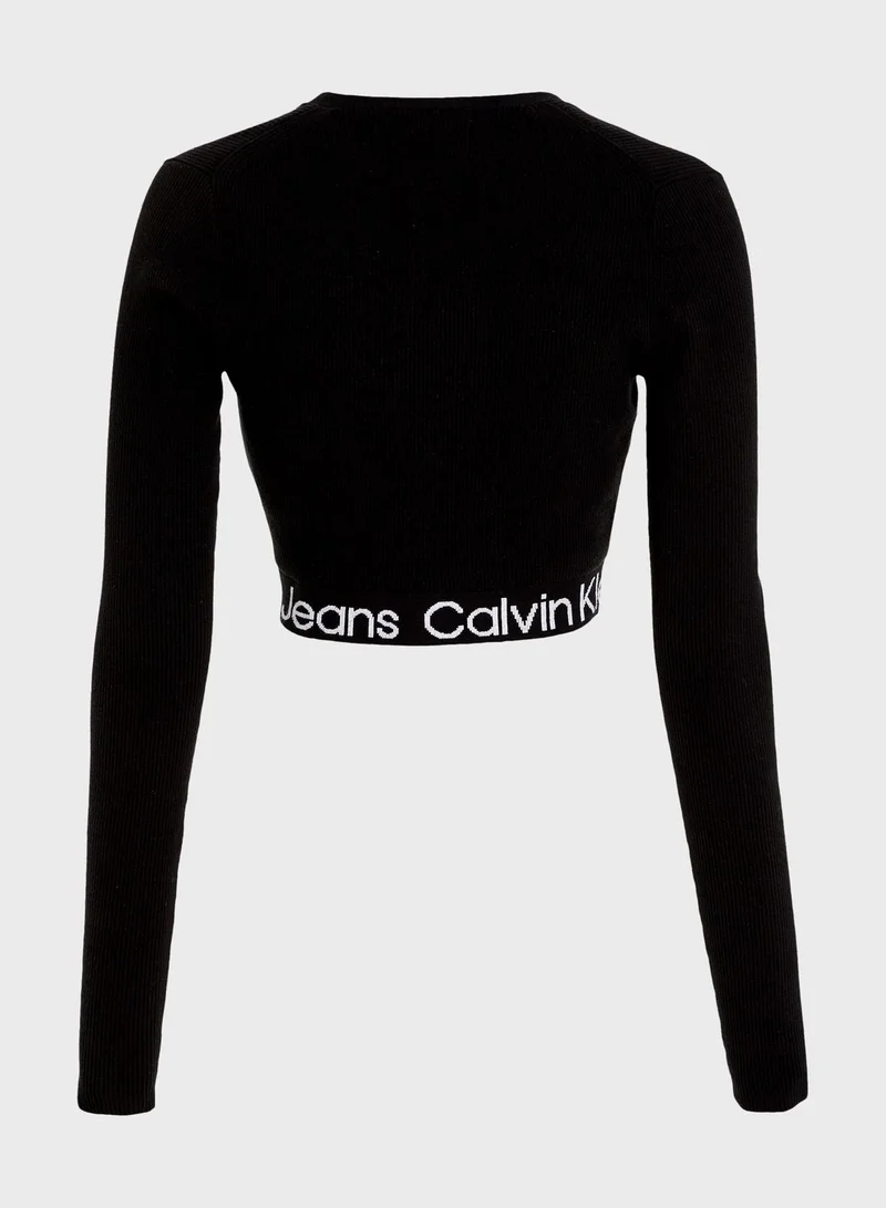 Calvin Klein Jeans Button Detail Logo Cardigan