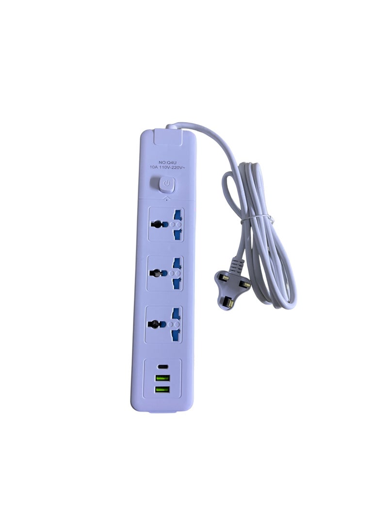 Power Strip Extension With PD 30W 2A1C USB Ports
