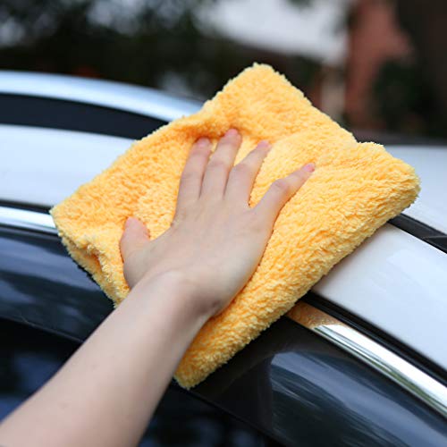CARCAREZ Microfiber Towels for Cars, Car Drying Wash Detailing Towel with Plush Edgeless Microfiber Cloth (Yellow) - Image 5