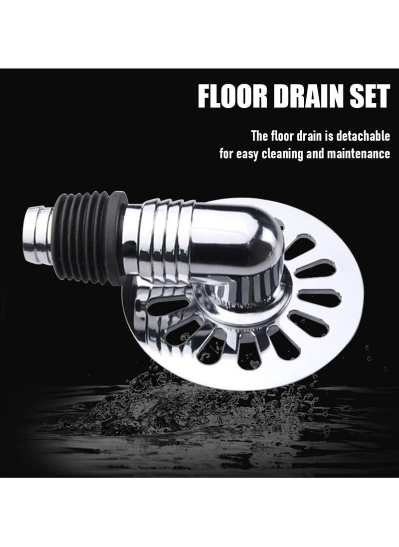 Oasisgalore Washing Machine Floor Drain Cover Shower Drain Cover with Pipe Connector，Square Insert Drain Plug(Silver)  - Image 2
