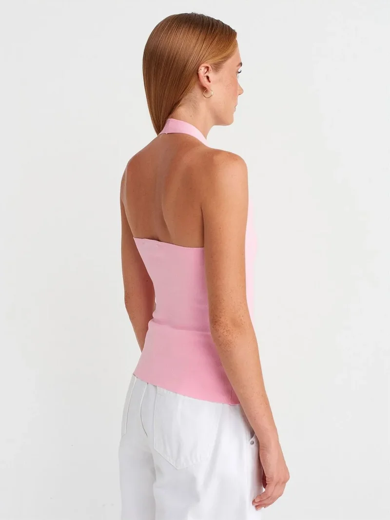ديلفين DILVIN Slim Fit Halterneck Knit Blouse