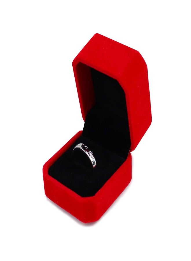 WisePoint Velvet Ring Box, Velvet Wedding Ring Box Ring Holder with Double Slots for Wedding, Elegant Ring Gift Box for Proposal, Engagement, Wedding, Ceremony, Valentine's Day (red) - Image 1