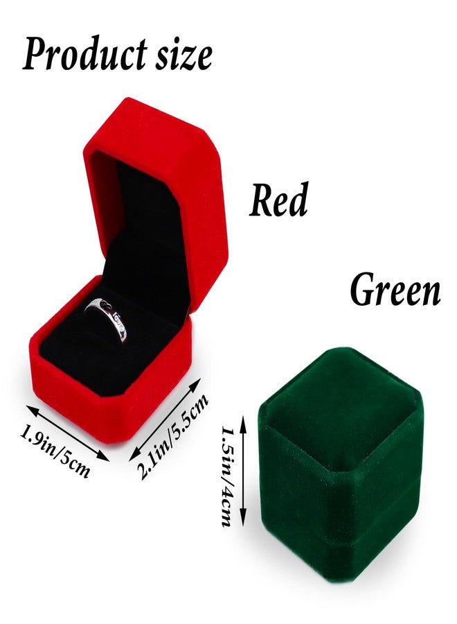 WisePoint Velvet Ring Box, Velvet Wedding Ring Box Ring Holder with Double Slots for Wedding, Elegant Ring Gift Box for Proposal, Engagement, Wedding, Ceremony, Valentine's Day (red) - Image 2