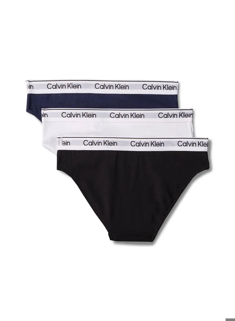 Calvin Klein Jeans Pvhblack/Pvhclassicwhite/Blackiris 3 Pack Girls Bikini Briefs - Icon Cotton Stretch for Women | Best Price UAE