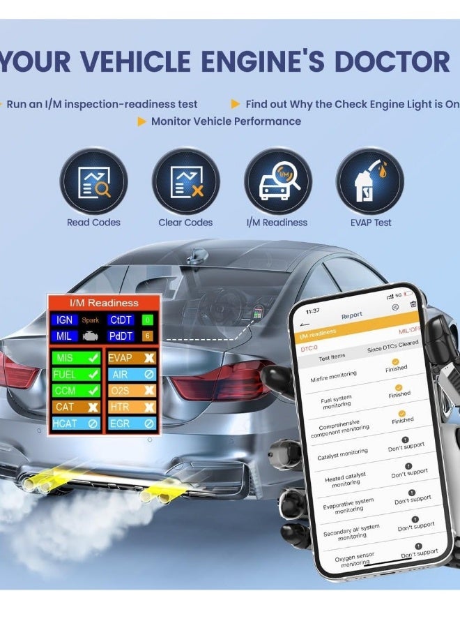 أنسيل جهاز فحص OBD2 BD310 - جهاز فحص OBD2 ثلاثي الوظائف ببلوتوث - أداة فحص OBDII تعتمد على تطبيق للأندرويد والآيفون - قارئ أكواد ضوء المحرك - متصل سلكي وبلوتوث وعرض معلومات على الشاشة الأمامية - Image 3