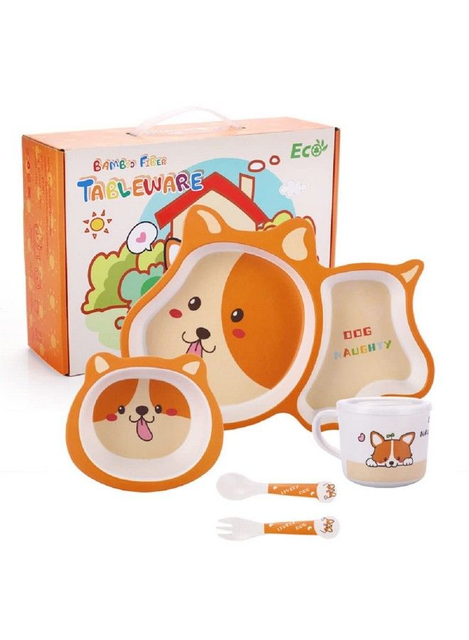FunBlast Feeding Tableware Set For Kids5 Pcs Cartoon Theme Bamboo Fiber Baby Feeding Set Tableware Baby Crockery Dining Set Feeding Set For New Born And Toddlers - Image 4
