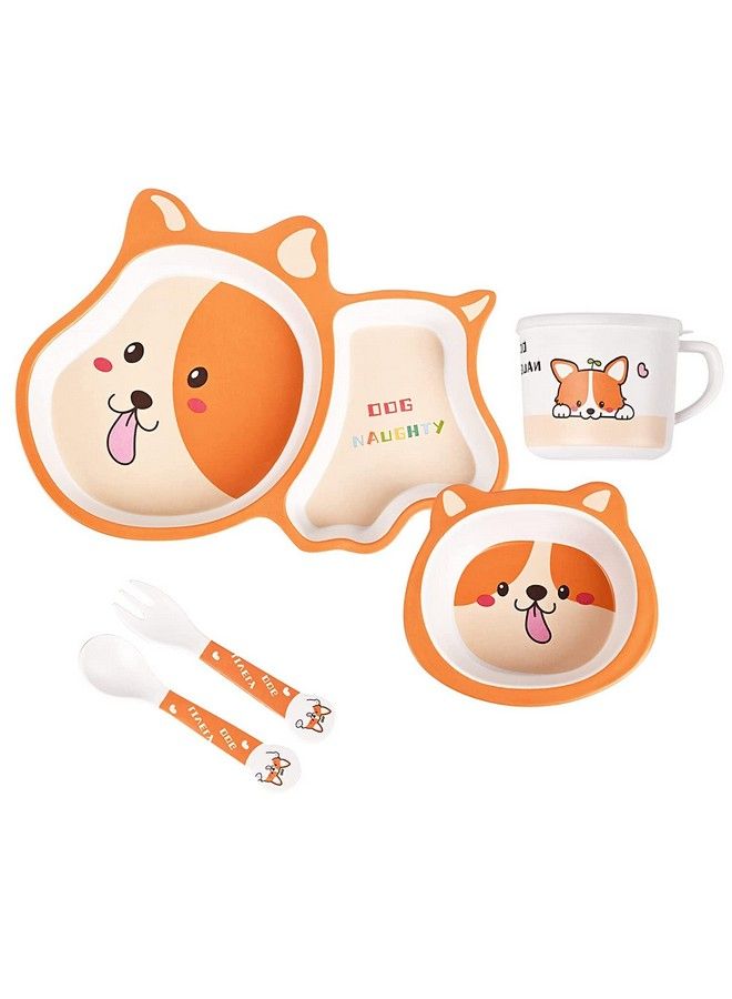 FunBlast Feeding Tableware Set For Kids5 Pcs Cartoon Theme Bamboo Fiber Baby Feeding Set Tableware Baby Crockery Dining Set Feeding Set For New Born And Toddlers - Image 3