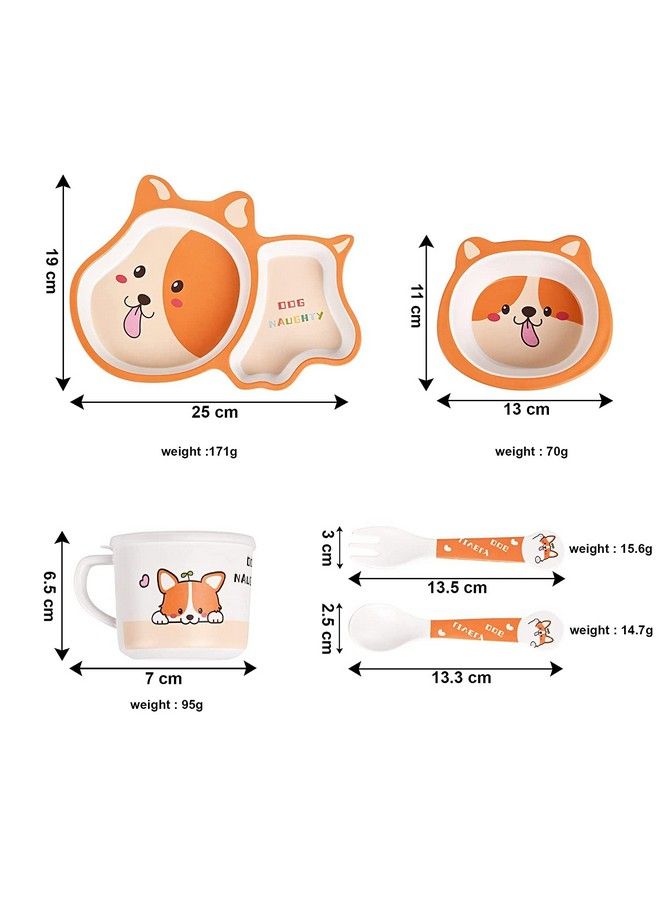 FunBlast Feeding Tableware Set For Kids5 Pcs Cartoon Theme Bamboo Fiber Baby Feeding Set Tableware Baby Crockery Dining Set Feeding Set For New Born And Toddlers - Image 5